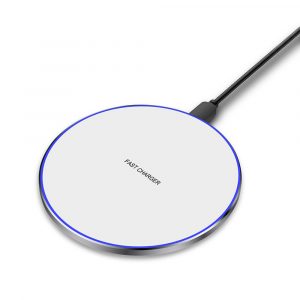 Thin QI Wireless Fast Charger Mobile Phone Wireless Fast Charging Pad for iPhone SANSUNG white