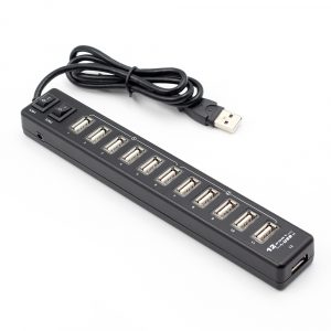 12 Ports USB Hub USB 2.0 Hub Multi USB Splitter Switch for Macbook Air Laptop PC black