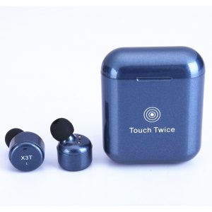 X3T Touch Control Wireless Bluetooth Headphones Universal HIFI Earphones Portable Mini Headset with Charge Box  Dark blue