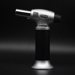 Flame Gun Torch Butane Lighter Burning Torch Outdoor Torch Camping BBQ Soldering Welding Tool  Middle black_Length 15.5cm