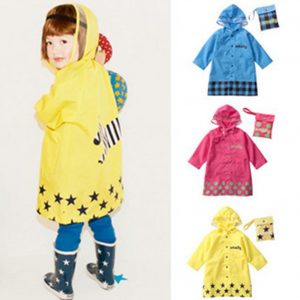 Cute Cartoon Pattern Children Rain Coat Baby Rainwear Rainsuit rose red_M code