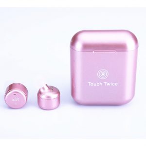 X3T Touch Control Wireless Bluetooth Headphones Universal HIFI Earphones Portable Mini Headset with Charge Box  Rose gold