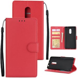 Ultra Slim PU Full Protective Cover Non-slip Shockproof Cell Phone Case with Card Slot for Xiaomi Redmi note 4 red