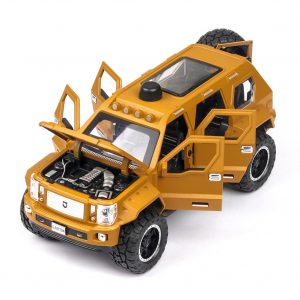 1:24 Alloy Car Model Simulation Metal Vehicle with Light Sound Doors Trunk Classic SUV for Collection Decoration Desert yellow