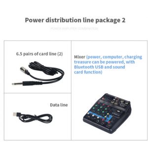Sound Mixing Console with Bluetooth Record 4 Channels Audio Mixer for Stage Performance Family K Songs set 2 EU plug