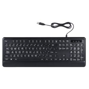 Illuminate Large Print Backlit Wired Computer Keyboard  black