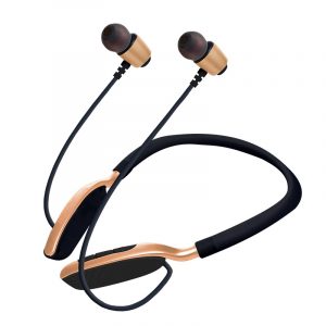Wireless Sports Bluetooth Earphone Hanging Neck Card Stereo Sports Bluetooth Headset Golden