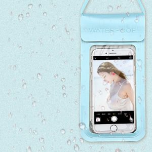Swimming Waterproof Bag Touch Screen Underwater Phone Case  Light blue_5.5 inches
