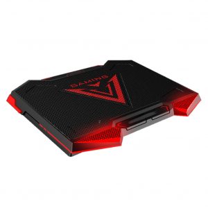Laptop Cooler 5 LED Fans Aluminium Cooling Notebook Pad Silent Dual USB Speed Control Base Cooler Pad  Black red