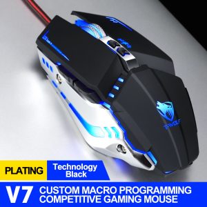 Computer Mouse V7 English Edition Mechanical Game Wired Mouse For Desktop Computer Tech black