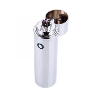 Electric USB Recharging Triple Arc 6 Cross Plasma Windproof Flameless Lighter Silver