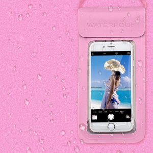Swimming Waterproof Bag Touch Screen Underwater Phone Case  Pink_6.4 inch