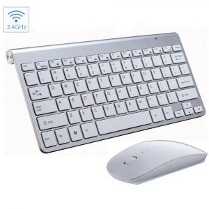 Mini Wireless Keyboard Mouse Set Waterproof 2.4G for Mac Apple PC Computer Silver