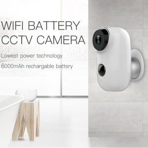 HD 720P WiFi IP Camera Rechargeable Battery Camera PIR Motion Sensor IR Night Vision Camera white