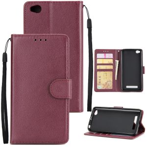 Ultra Slim Shockproof Full Protective Case with Card Wallet Slot for Xiaomi Redmi 4A Red wine