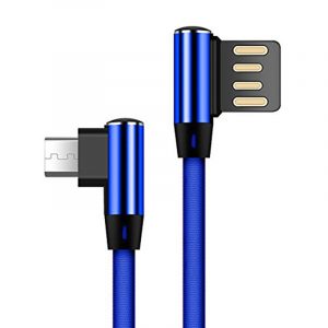 1m Double Elbow L Shaped 90 Degree Micro USB Fast Charging Data Transmission Cable for Phone blue