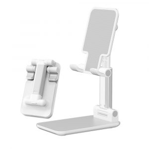 Telescopic Folding Mobile Phone Bracket Aluminum Alloy Flat Universal Tablet Desktop Stand white