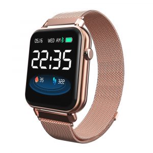 Y6Pro Smart Bracelet 1.3-inch Color Screen Real-time Heart Rate Blood Pressure Sleep Monitoring IP67 Waterproof Sports Watch rose gold steel stap