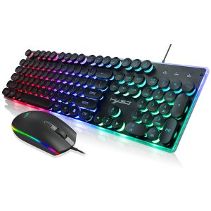 V300 Backlight Keyboard RGB Glowing Mouse Suit for Game Home Office Laptop Desktop Ergonomic English suit