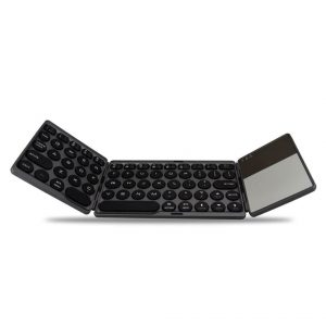 Universal Round Keycap with Touch Tablet Foldable Wireless Bluetooth Mini Keyboard for Computer Laptop Black