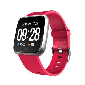 1.3 Inch Color Screen Exercise Heart Rate Blood Pressure Sleep Detection Call Alert Smart Bracelet Red silicone strap