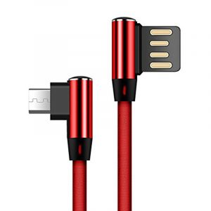 2m Double Elbow L Shaped 90 Degree Micro USB Fast Charging Data Transmission Cable for Phone red