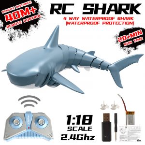 2.4G Simulation Remote Control Shark Boat Toy for Swimming Pool Bathroom Toy blue