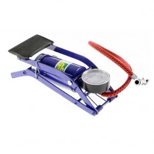 Bicycle Car Tire Foot Air Pump Portable Aluminum Alloy High-Pressure Steel No-Slip Pump blue