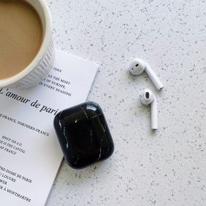 Marble Pattern Earphone Case For Airpods 1 2 Hard PC Case Cover Charging Box Shell For AirPods 1 2 Protective Cover black