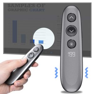 Wireless Presenter Highlighting Magnify LED LCD Mac Digital Pointer Air Mouse Function USB Rechargeable Powerpoint Presentation Clicker  black