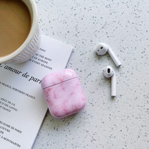 Marble Pattern Earphone Case For Airpods 1 2 Hard PC Case Cover Charging Box Shell For AirPods 1 2 Protective Cover Pink