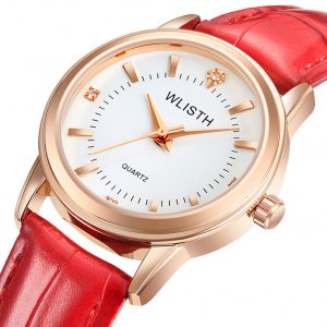 Women Quartz Watch Waterproof Artificial Leather Strap Sports Alloy Casual Wrist Watch White surface red belt female section 7#