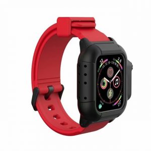 Waterproof Case for Apple Watch Band 4 iWatch Bands Silicone Strap 44mm 40mm Bracelet Smart Watch Accessories  red_40MM