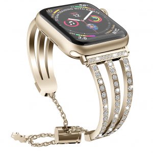 Treble Diamante Metal Watch Strap for apple iwatch1/2/3/4 Generations Vintage gold 42/44MM