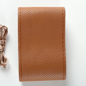 Hand Sewing Steering Wheel Cover Automotive Leather Steering Wheel Cover Handlebar Grip Car Steering Covers Brown leather brown line_36cm