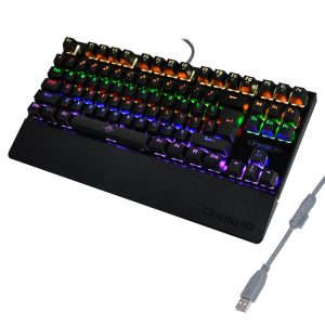 Mechanical Gaming Keyboard 87 Keys Blue Switch Illuminate Backlight Anti-ghosting LED Keyboard Wrist Pro Gamer Keyboard black