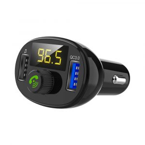 3-Ports USB Type-c Quick Charge Car Charger Adapter LED Voltmeter / Auto Bluetooth FM Radio Transmitter