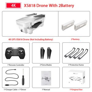 XS818 Drone FPV HD 4K GPS Quadrocopter With WIFI Camera Dron Foldable Drone Selfie RC Quadcopter Drones Helicopter Toy 2 battery