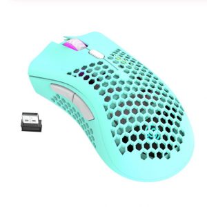 2.4GHz Wireless Mouse USB Rechargeable 1600DPI Adjustable Hollow Out Honeycomb RGB Optical Mouse Gamer Mice blue
