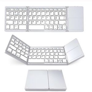 Bluetooth Keyboard Wireless Three-folding Mini Keyboard with Touchpad for Tablet Phone Computer white