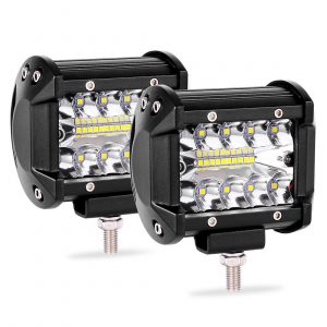 2 pcs 4 Inch 200W LED Work Light Bar Pods Flush Mount Combo Driving Lamp 12V black