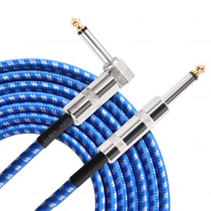 Flanger 3M Instrument Cable for Electric Guitar Straight to Right Angle TS Male 1/4" 6.35mm Plug  FLGZB-24 blue and white