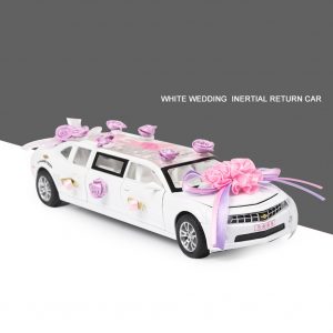 1:32 Lengthen Wedding Greet Guests Car Model with Light Sound Pull Back Toy white