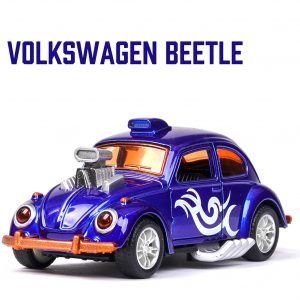 Simulate 1:36 Retro Beetle Car Model Upgrade Alloy Baking Decoration blue