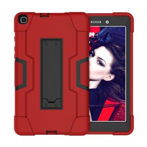 For Samsung Tab A T290 T295 PC+ Silicone Hit Color Armor Case Tri-proof Shockproof Dustproof Anti-fall Protective Tablet Cover  Red + black
