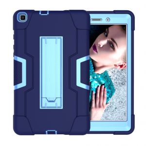 For Samsung Tab A T290 T295 PC+ Silicone Hit Color Armor Case Tri-proof Shockproof Dustproof Anti-fall Protective Tablet Cover  Navy blue + blue