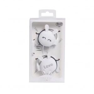 Wird Headphone Universal Ear Hool Metal Heavy Bass Cartoon Style Headset White