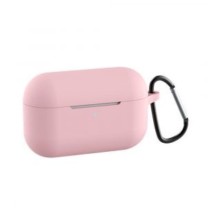 Silicone Cases for Airpods Pro Earphones All-round Protective Cover Headset Storage Box Shockproof Shell With Carabiner Pink