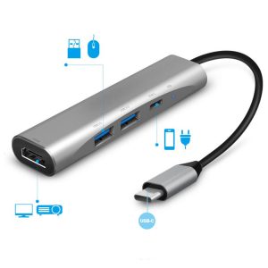 4-in-1 Docking Station Type-c to HDMI+usb Docking Station Hub Adapter for Macbook black