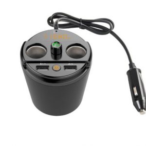 Car MP3 Bluetooth Player Vehicle-mounted Bluetooth Handsfree Bluetooth FM Car Charger Cup FM Player Golden